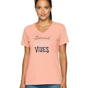 NWT! Life Is Good + Spread Good Vibes + Peach Tee